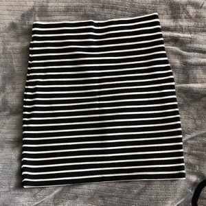 Black and White Striped Mini Skirt